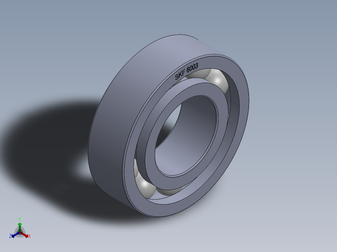 滚珠轴承-SKF BALL BEARING 6003 17x35x10正等轴测图