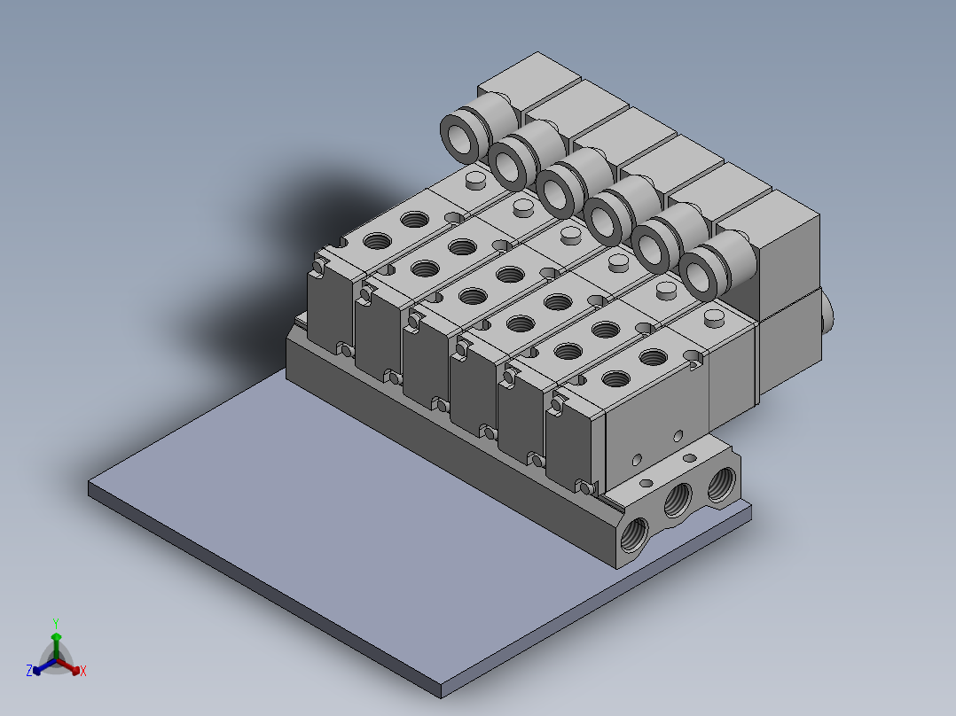 电磁阀组正等轴测图