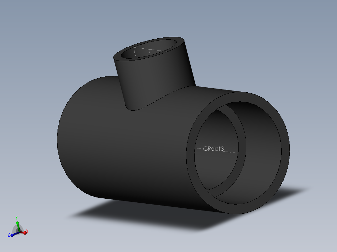 PVC管件-2x1 Venturi-Tee主视图