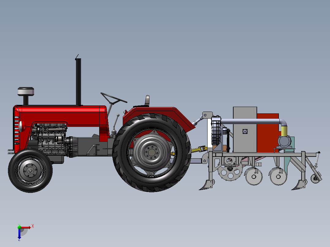 一种气吸式播种机俯视图