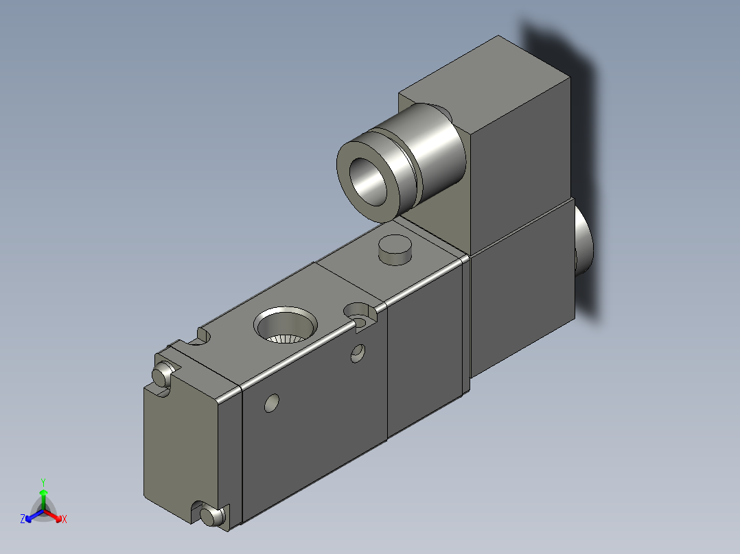 3口2位电磁阀3V21008NCE正等轴测图