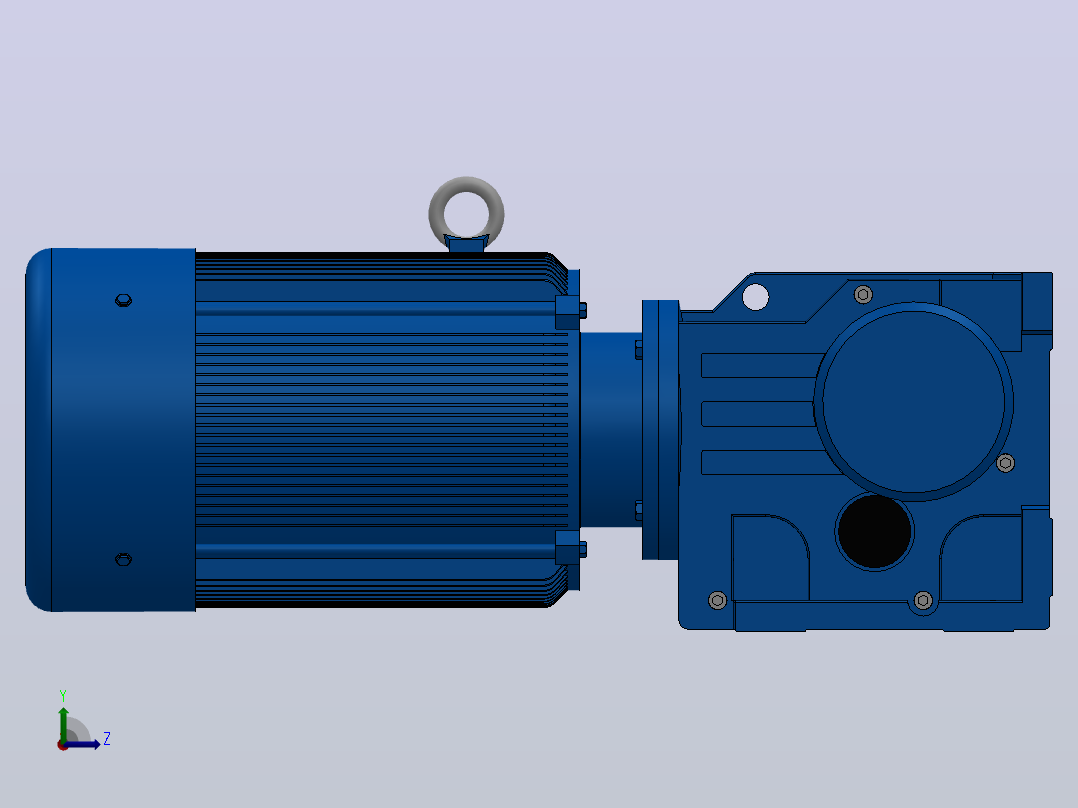 K97底脚轴伸式安装螺旋锥齿轮减速机K97-YV30-4P-11.99-M1-0°-A左视图