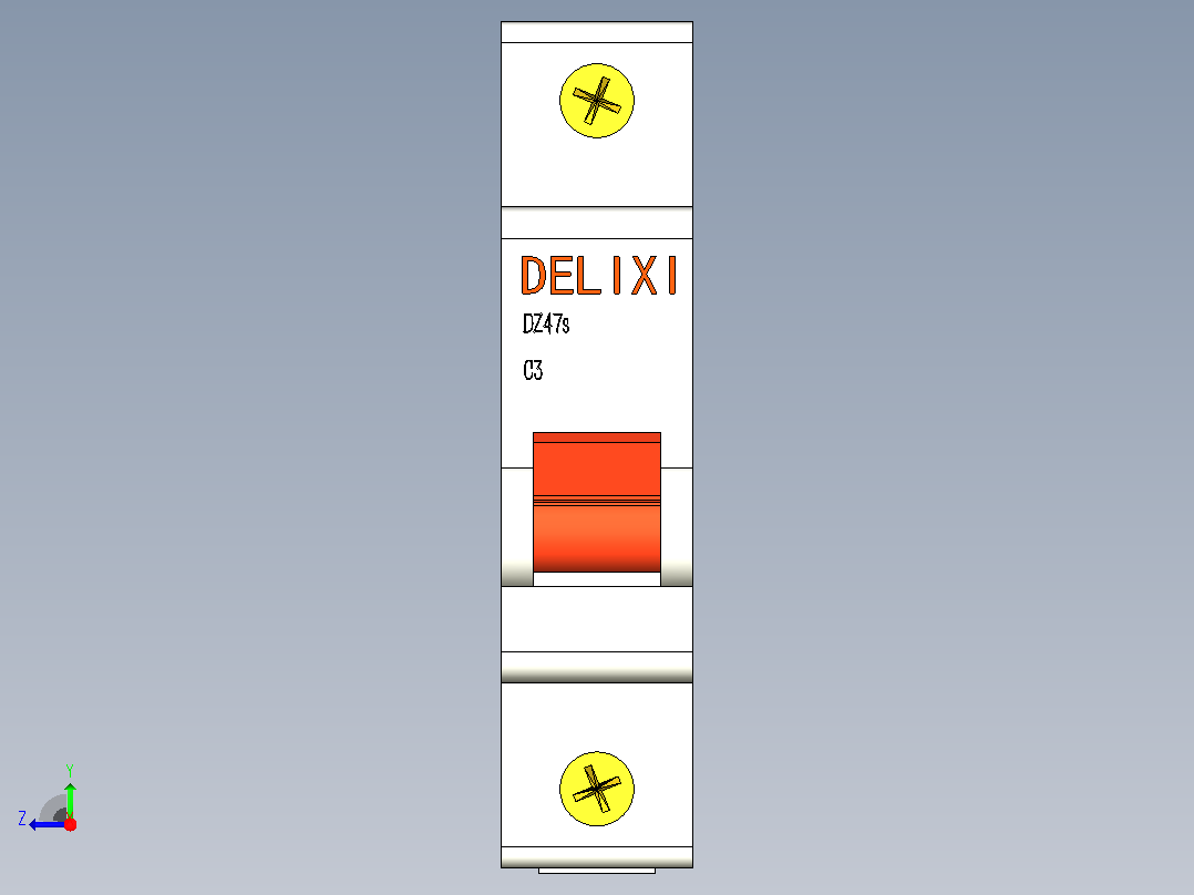 DZ47-63 1P C 5A德力西断路器右视图