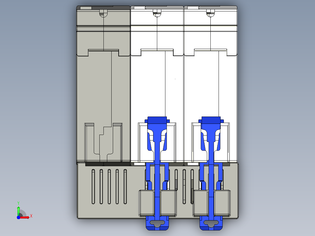 NBPLE-125 2P剩余电流动作断路器三维模型202202前视图
