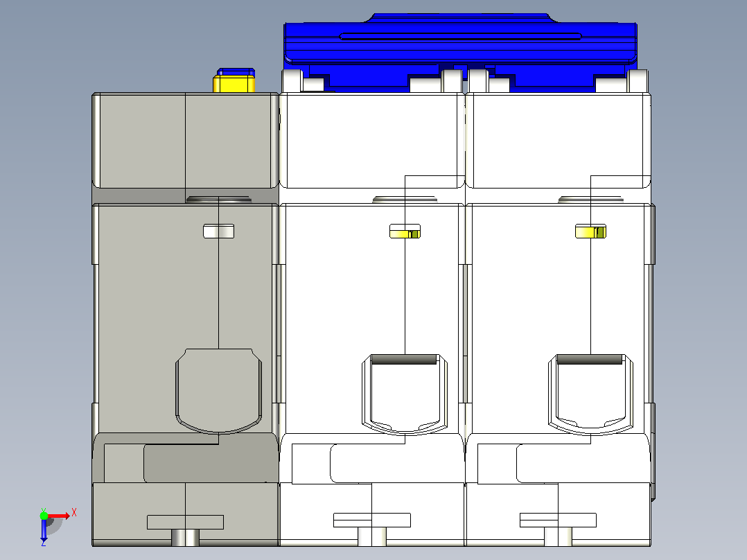 NBPLE-125 2P剩余电流动作断路器三维模型202202俯视图