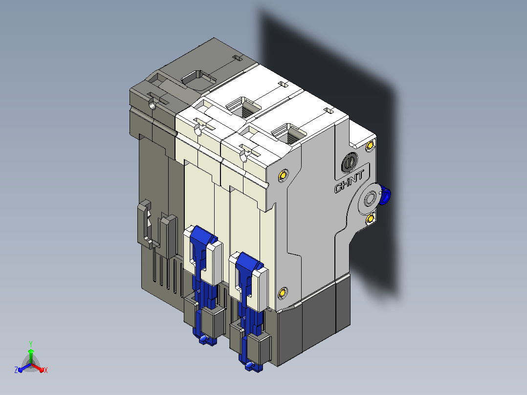 NBPLE-125 2P剩余电流动作断路器三维模型202202正等轴测图