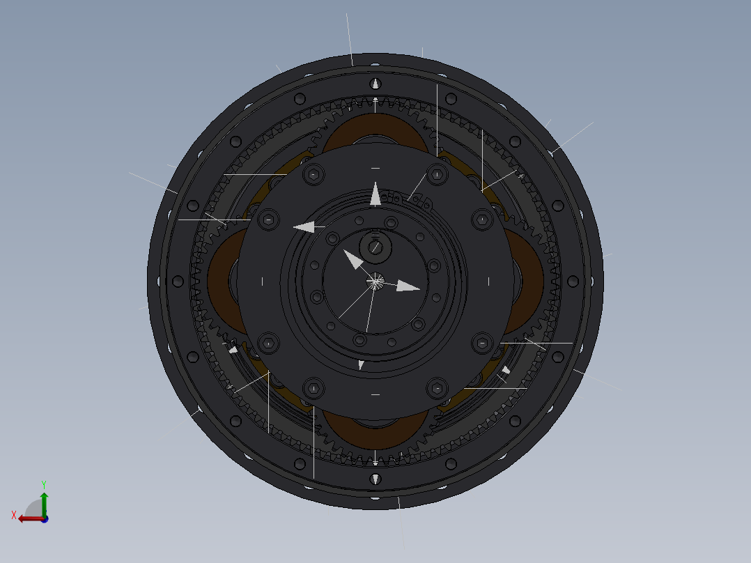 减速机的齿轮结构后视图