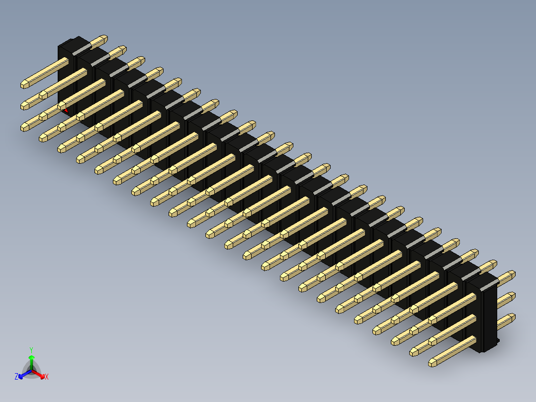 彩色公头100mil（2.54mm）系列-DS1021_black_3x23p_100mil_Type1_rev1.0主视图