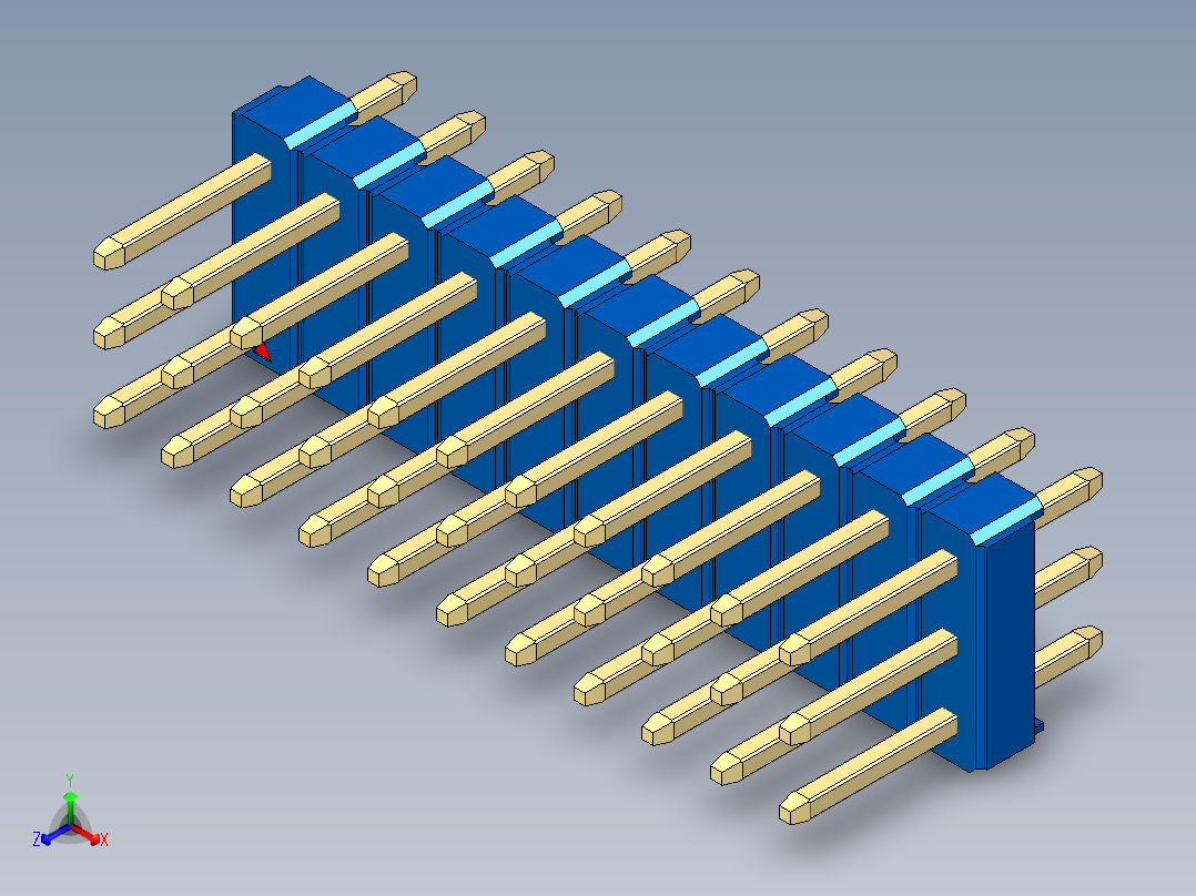 彩色公头100mil（2.54mm）系列-DS1021_blue_3x11p_100mil_Type1_rev1.0主视图