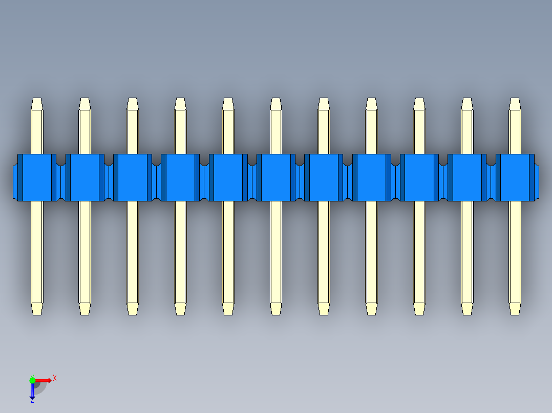 彩色公头100mil（2.54mm）系列-DS1021_blue_3x11p_100mil_Type1_rev1.0俯视图