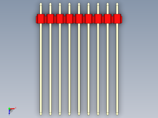彩色公头100mil（2.54mm）系列-DS1021_red_1x09p_100mil_Type43_rev1.0俯视缩略图