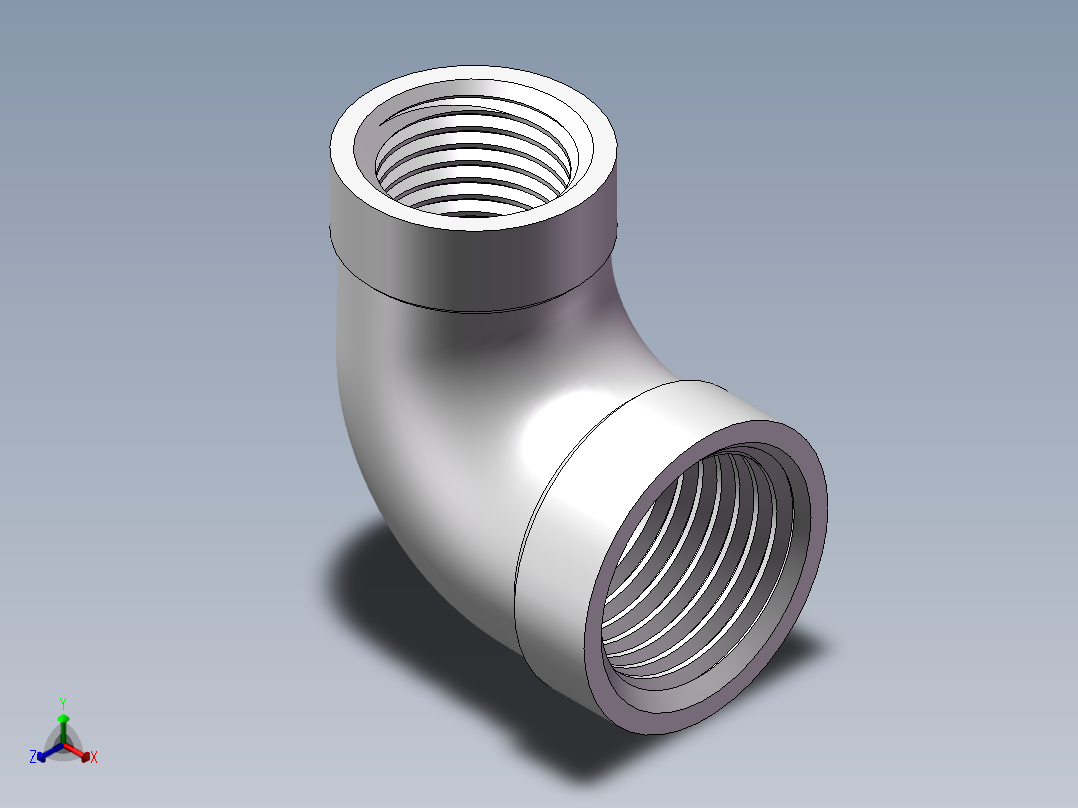 弯头-异径内丝 DN10-DN8正等轴测图