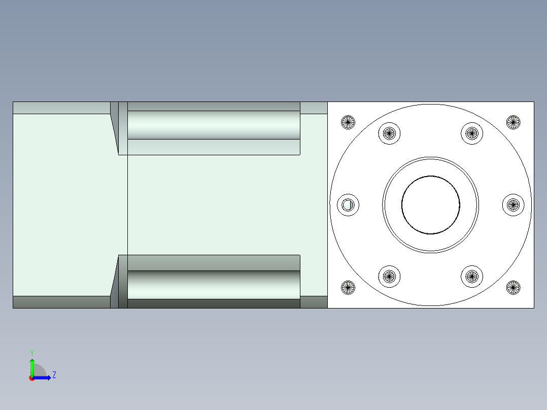 换向器PW90单轴 PLX90-L2 19-70-90-M6.stp左视图