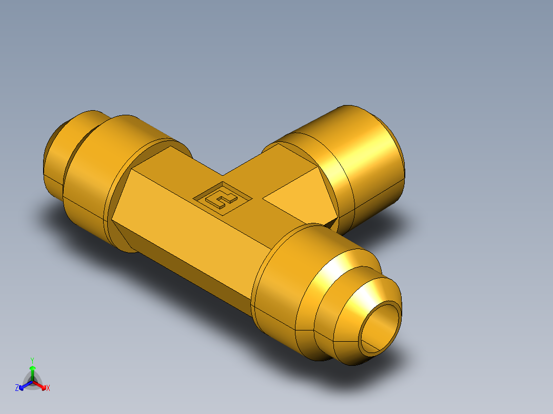扩口式工业通用硬管接头Male Branch Tee 145F-4-2正等轴测图