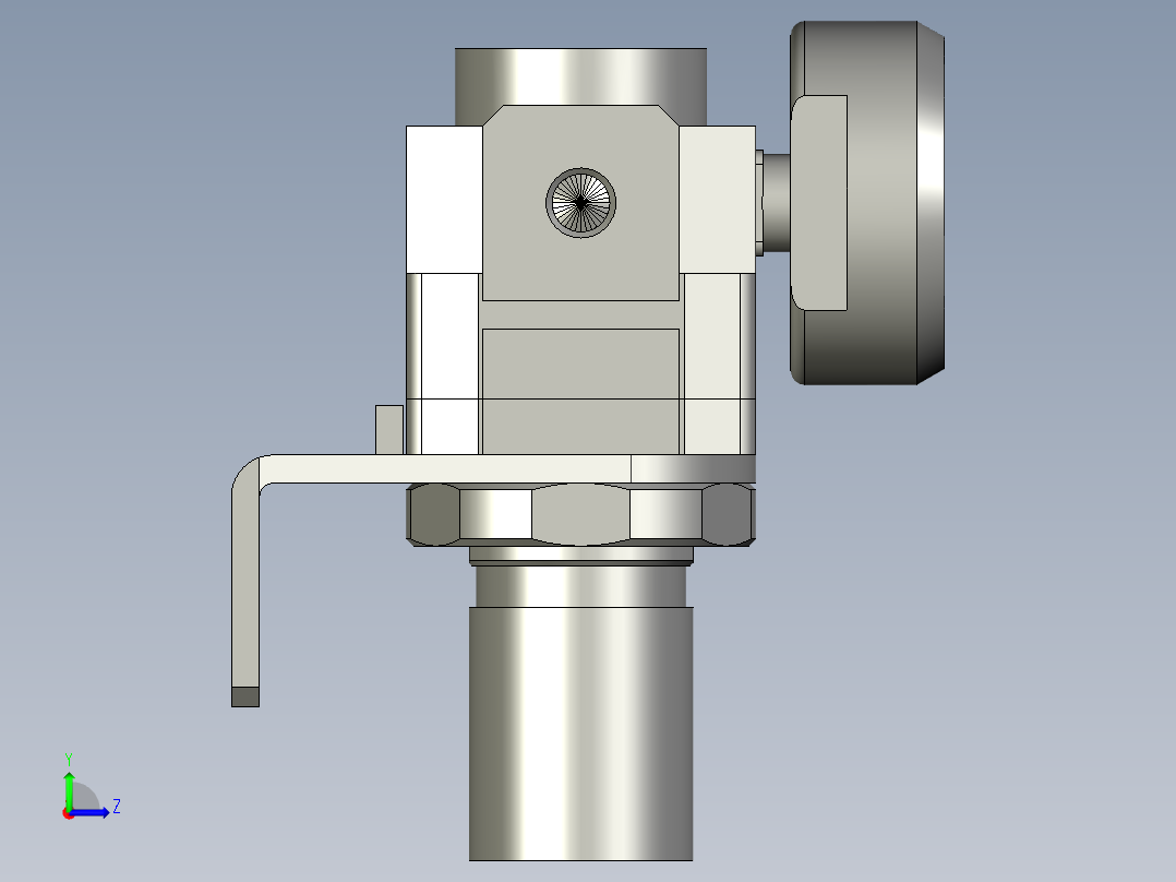 减压阀SMCAR10-M5+压力表G27-10-R1+托架AR10P-270AS左视图