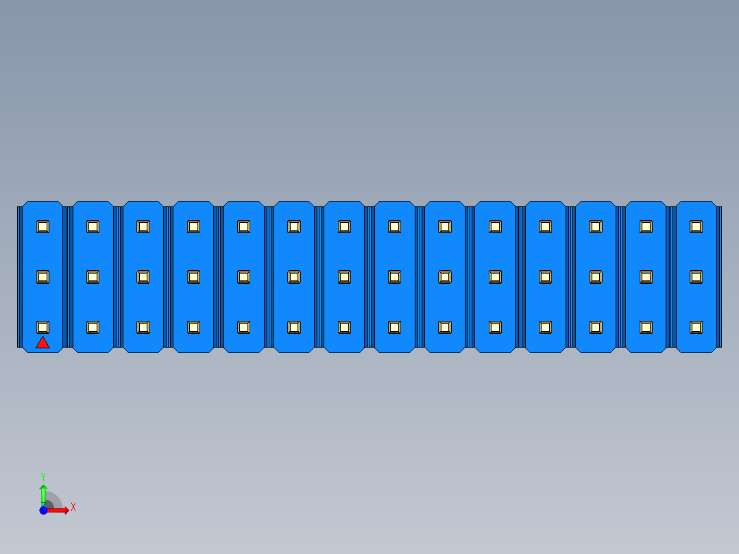 彩色公头100mil（2.54mm）系列-DS1021_blue_3x14p_100mil_Type43_rev1.0前视图