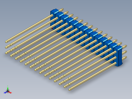 彩色公头100mil（2.54mm）系列-DS1021_blue_3x14p_100mil_Type43_rev1.0正等轴测缩略图