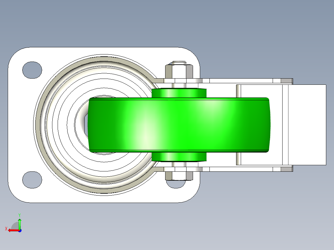 脚轮 2 英寸后视图