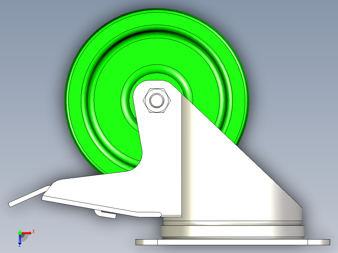 脚轮 2 英寸俯视图