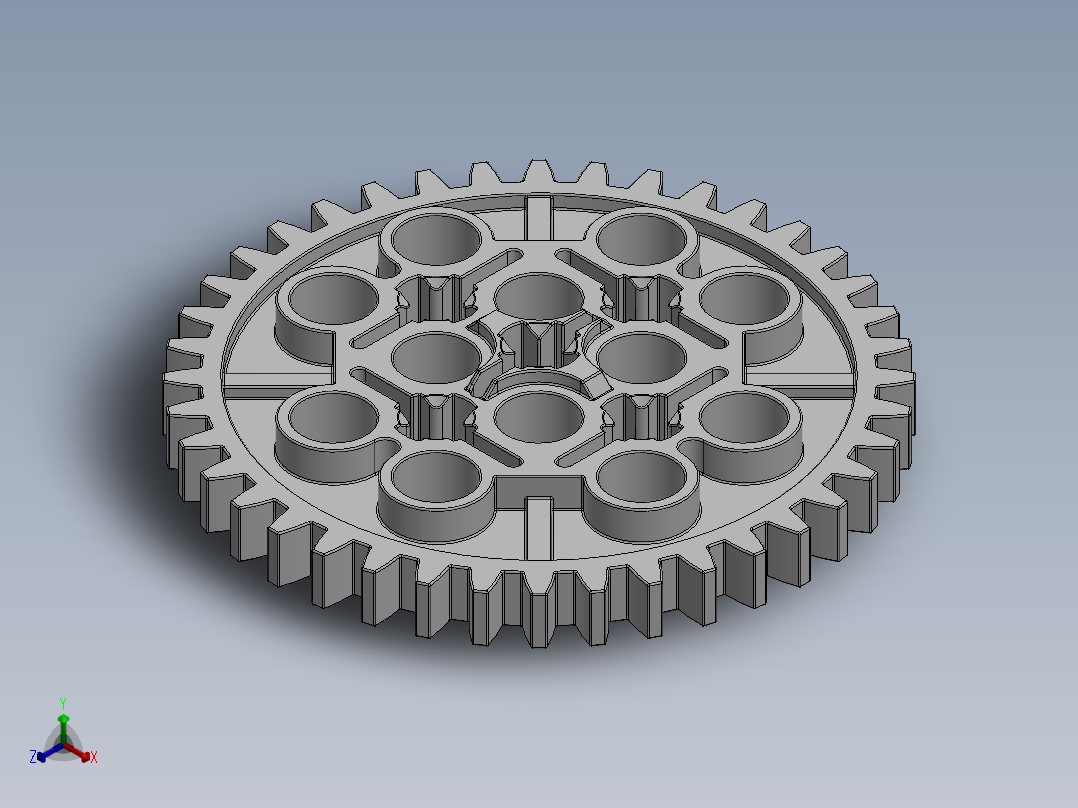3649 White Technic Gear 40 Tooth.SLDPRT主视图