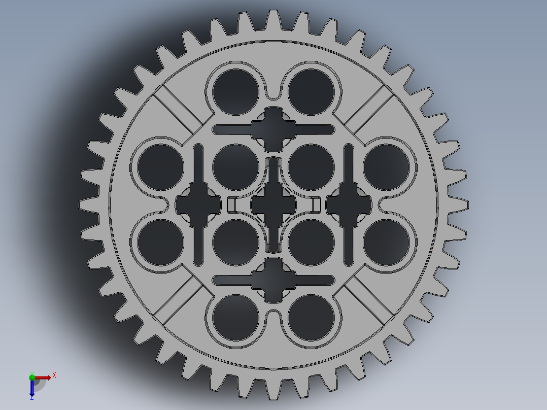 3649 White Technic Gear 40 Tooth.SLDPRT俯视图