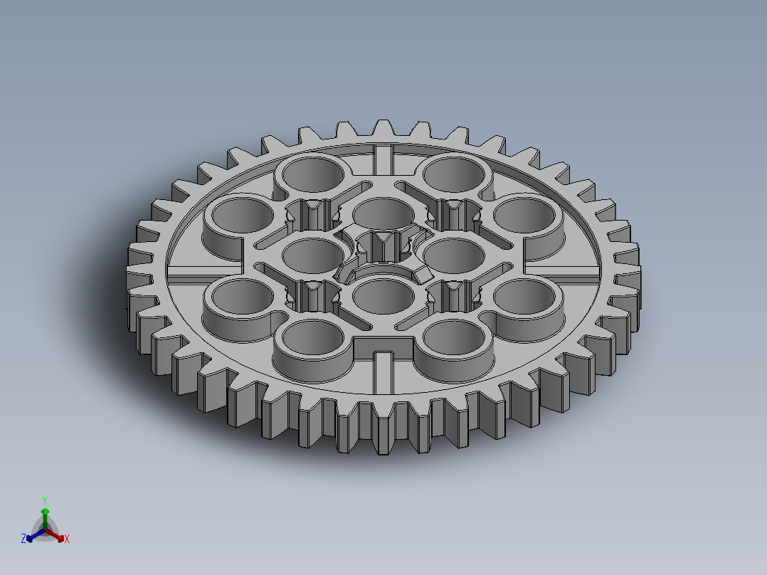 3649 White Technic Gear 40 Tooth.SLDPRT正等轴测图