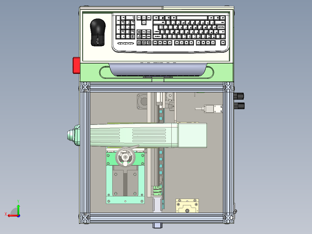 激光打标机三维建模图纸 solidworks设计后视图