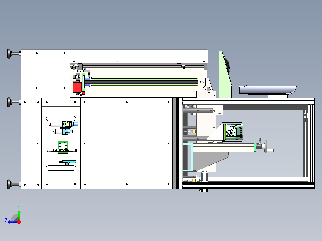 激光打标机三维建模图纸 solidworks设计右视图