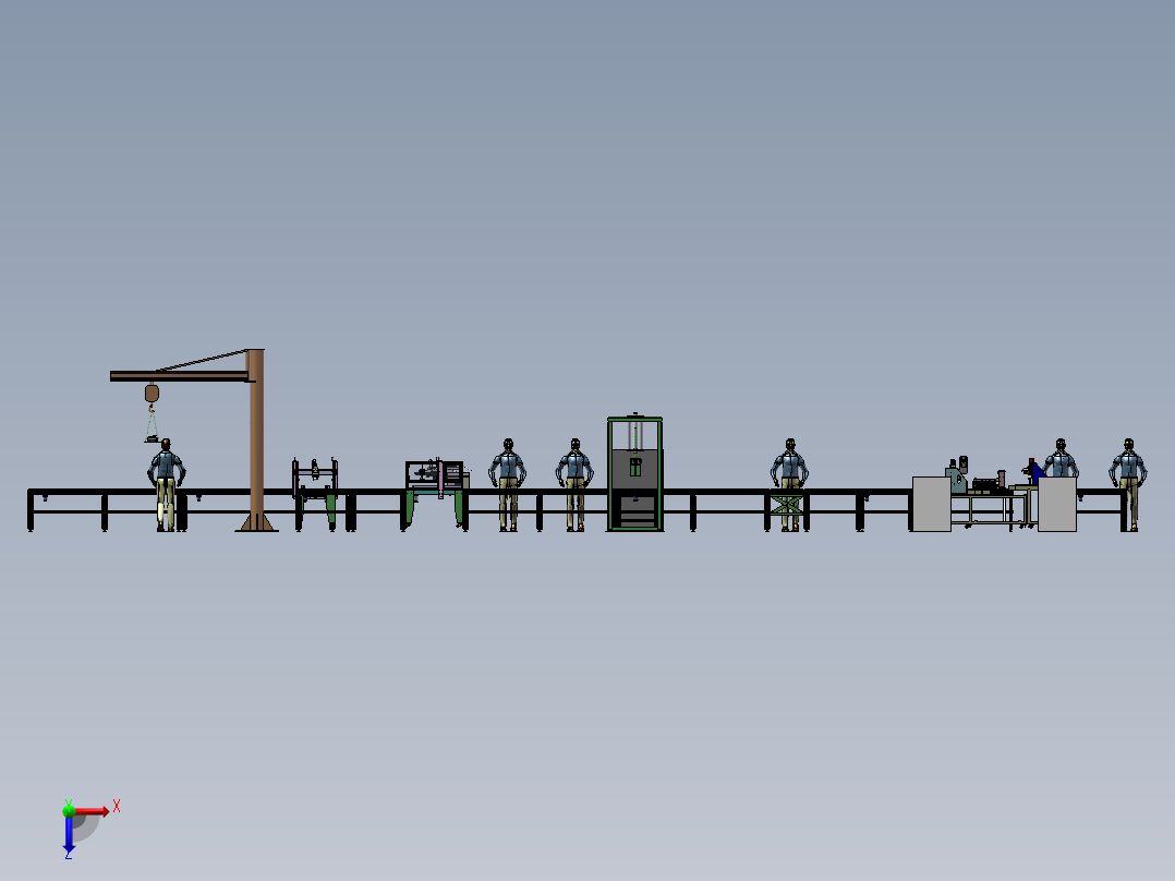变频器半自动包装输送线sw15可编辑俯视图