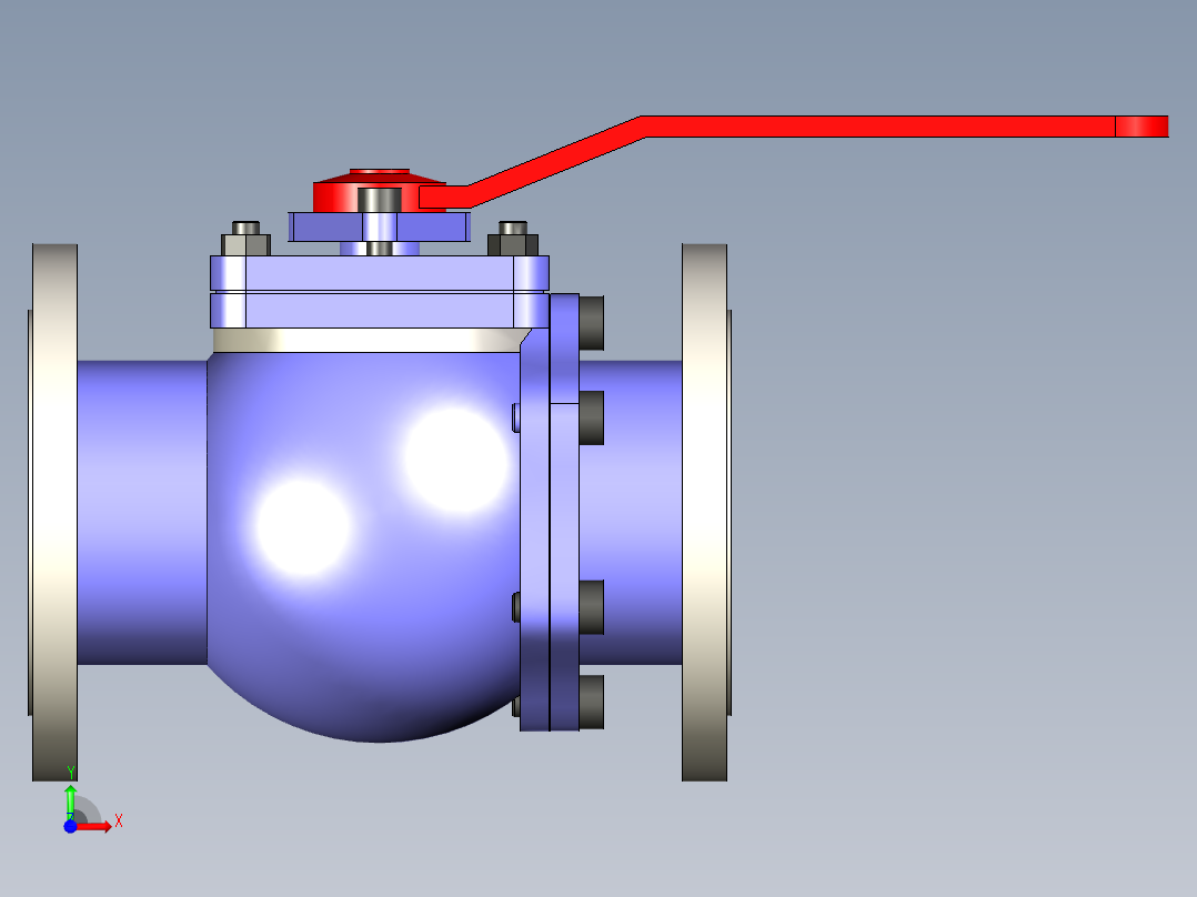 DN125法兰连接球阀前视图