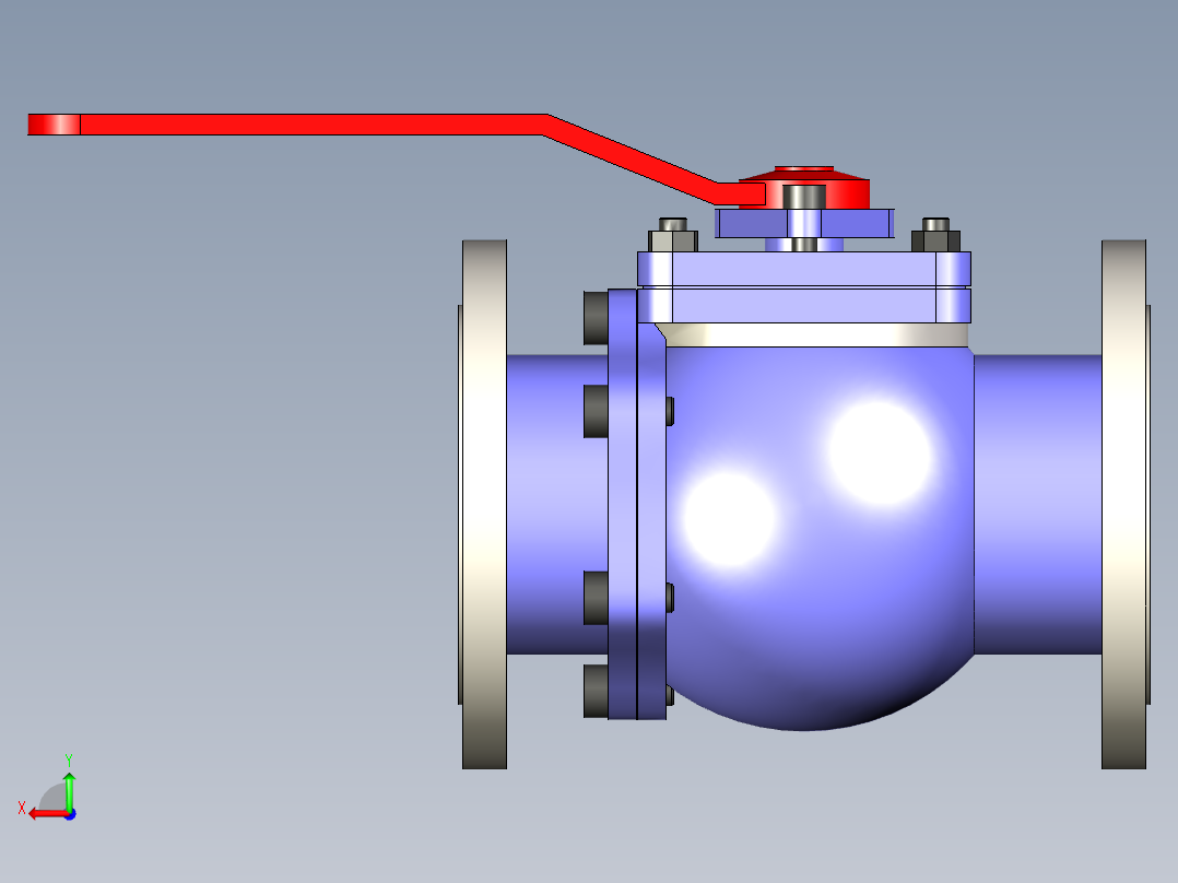 DN125法兰连接球阀后视图