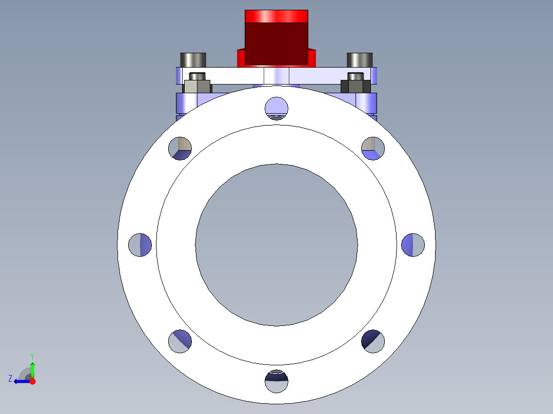 DN125法兰连接球阀右视图