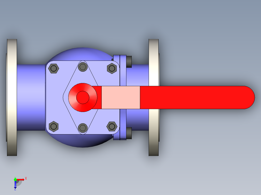 DN125法兰连接球阀俯视图