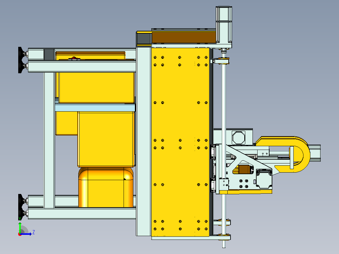 多轴联动经典数控铣床设备3D图左视图