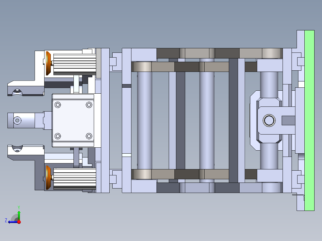三爪夹具升降平台右视图