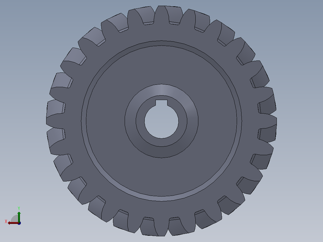 斜齿轮3D模型后视图