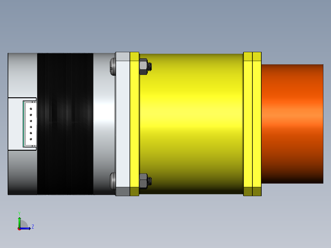 三级行星齿轮减速器三维建模图纸 solidworks设计 附STEP x_t格式左视图
