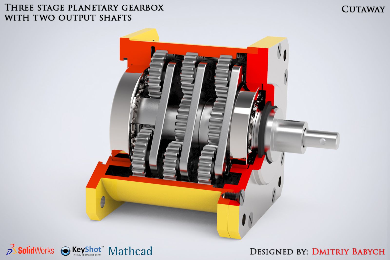 三级行星齿轮减速器三维建模图纸 solidworks设计 附STEP x_t格式
