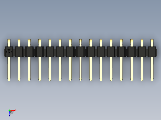 彩色公排针 100mil 2.54mm 系列-DS1022_black_1x15p_100mil_TypeD_rev1.0俯视缩略图