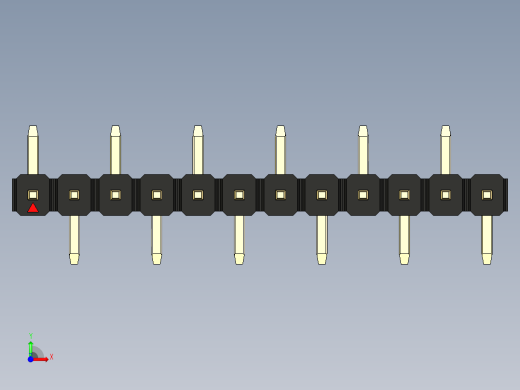 彩色公排针 100mil 2.54mm 系列-DS1022_black_12p_100mil_Type_SMT_R1_rev1.0前视缩略图