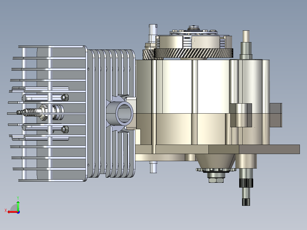 二战德国摩托车引擎3D模型后视图