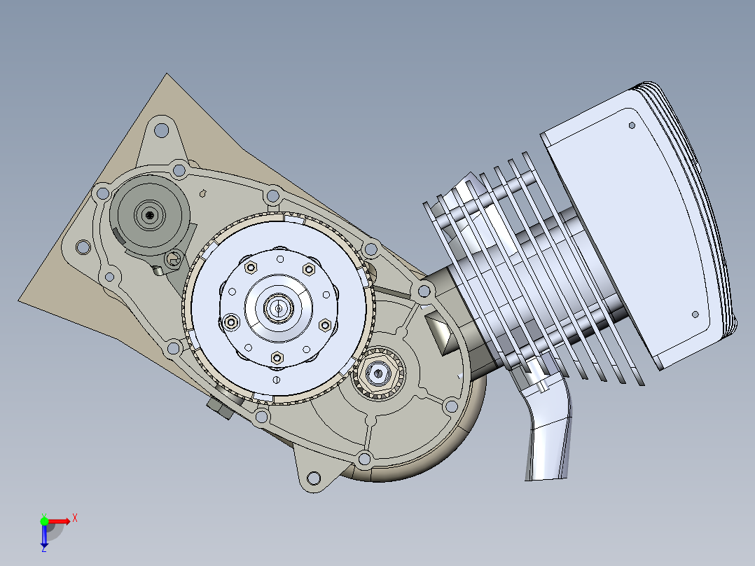 二战德国摩托车引擎3D模型俯视图
