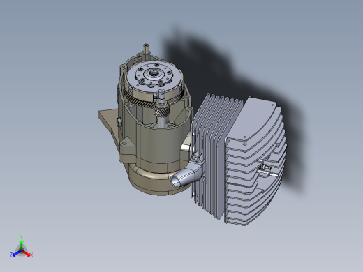 二战德国摩托车引擎3D模型正等轴测缩略图