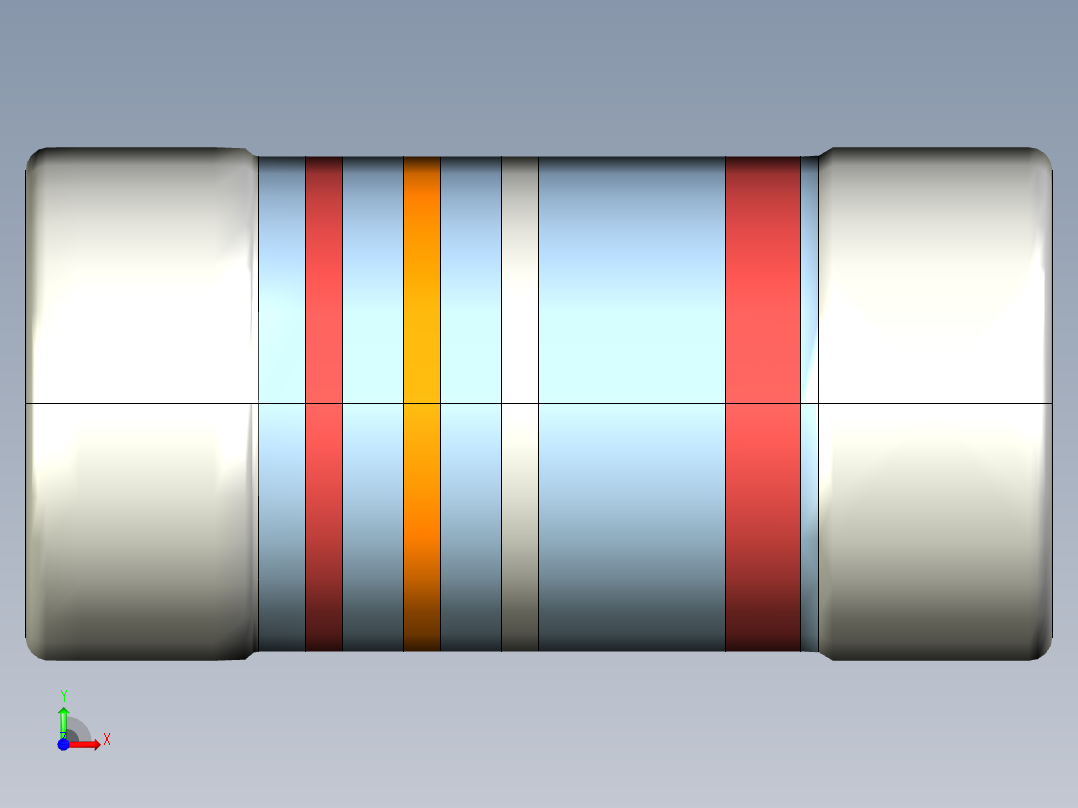 MELF电阻SMD，尺寸0102，带颜色编码，E24系列前视图