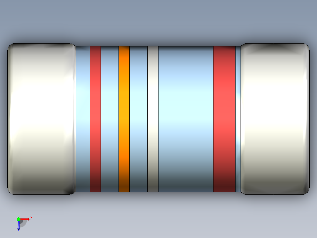 MELF电阻SMD，尺寸0102，带颜色编码，E24系列俯视图
