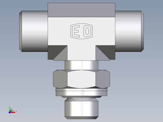 卡套式工业通用硬管接头EO_Adjustable_locknut_branch_tee_TEE10LROMDCF前视缩略图