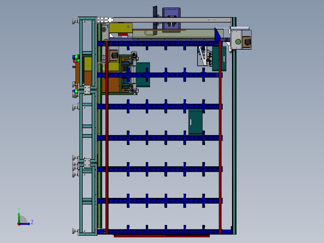 自动化立库仓库3D模型左视图