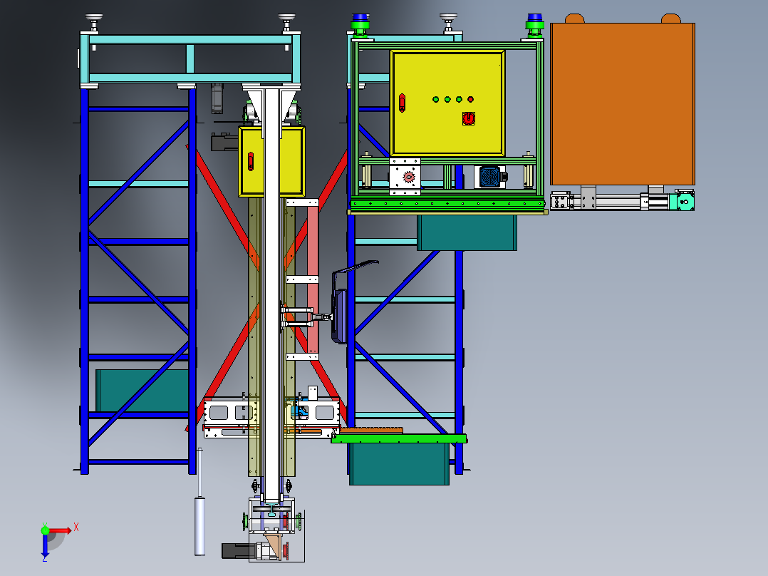自动化立库仓库3D模型俯视图