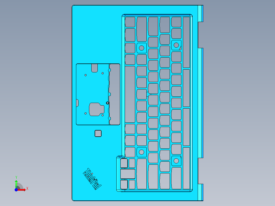 笔记本C壳铣侧孔UG刀路程序模型前视图