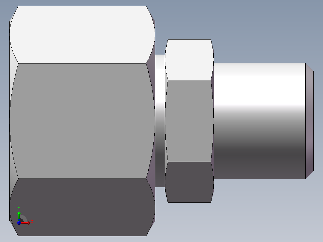 直通变径接头、2D-14-20前视图